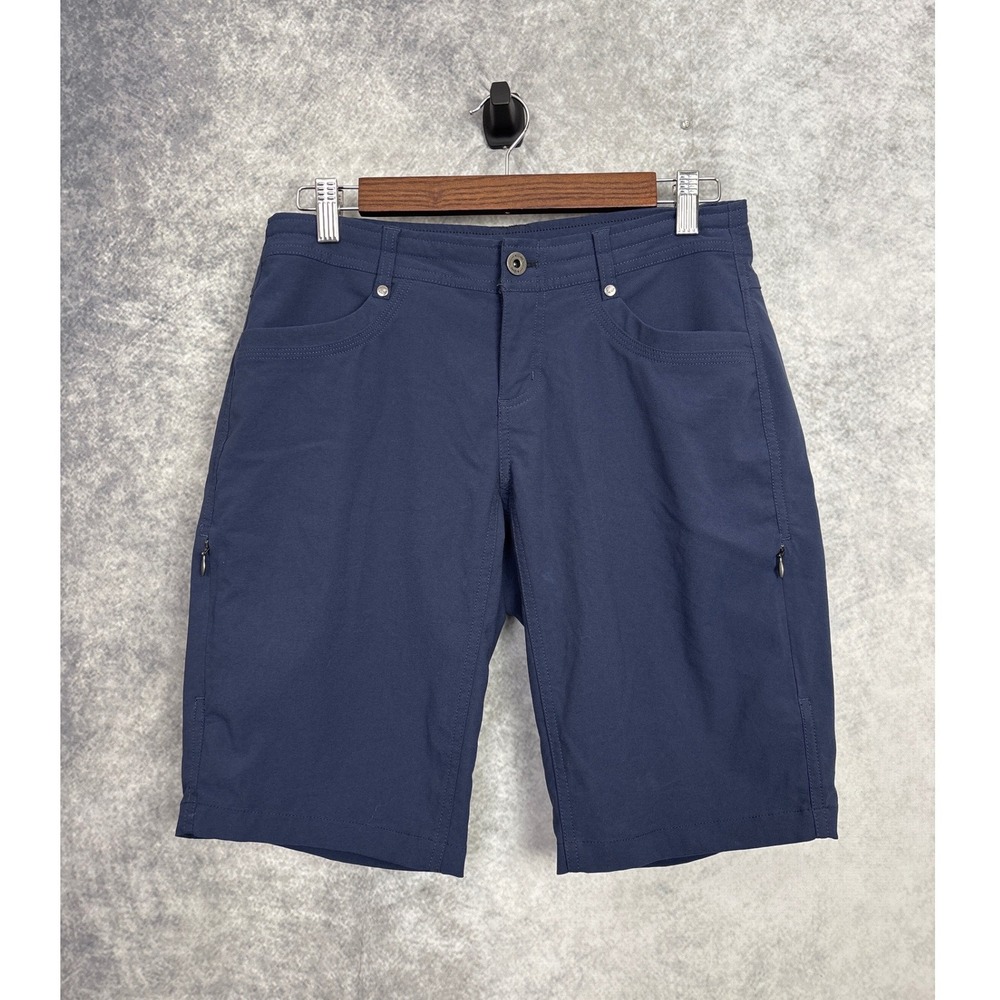 KUHL Women's Trekr Bermuda Hidden Zip Pocket Shorts 11" in Navy Blue Size 4
